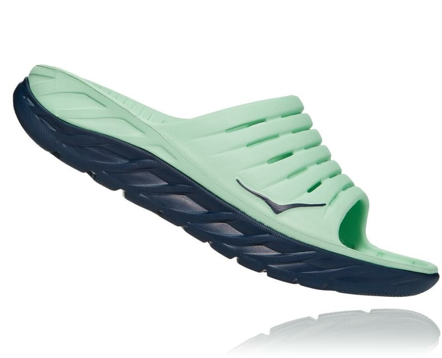 Recovery Shoes * | Hoka Sale Men'S Ora Recovery Slide 2 Green Ash / Outer Space