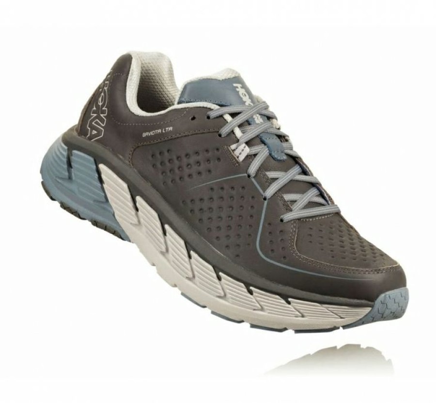 Running Shoes * | Hoka Sale Men'S Gaviota Leather Charcoal / Tradewinds