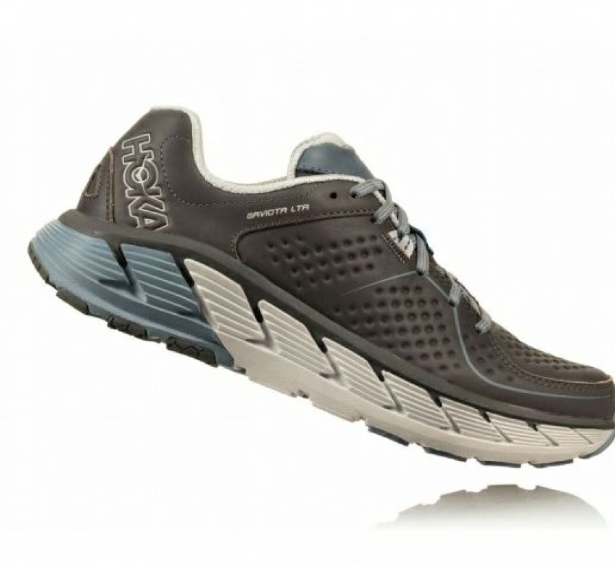 Running Shoes * | Hoka Sale Men'S Gaviota Leather Charcoal / Tradewinds