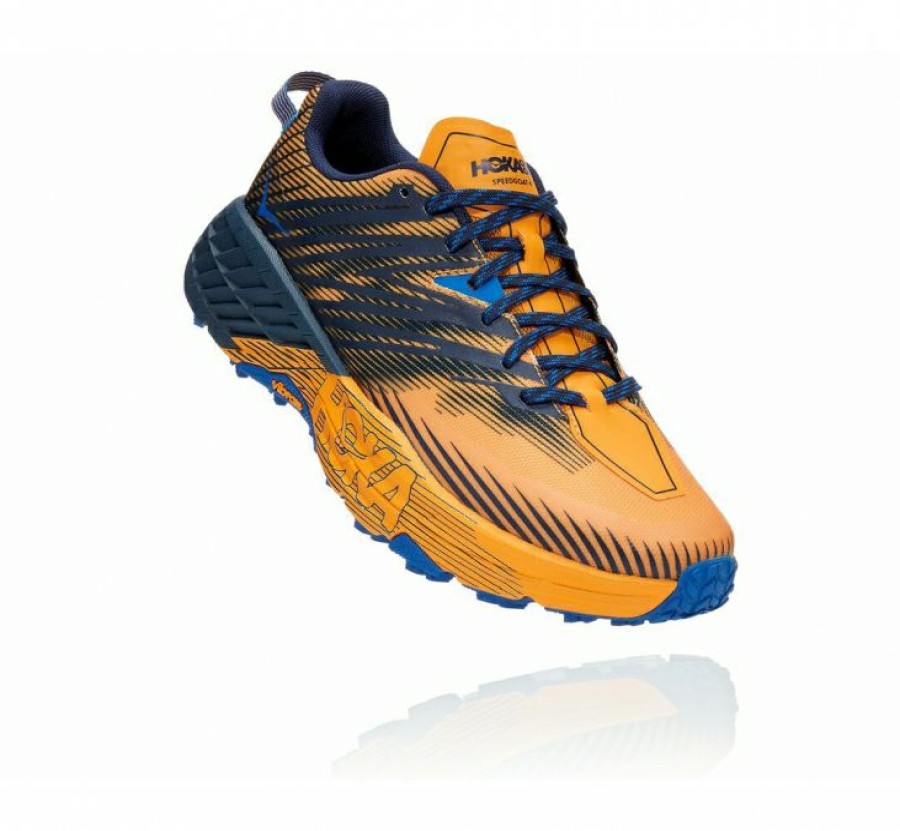 Running Shoes * | Hoka Online Men'S Speedgoat 4 Saffron / Black Iris