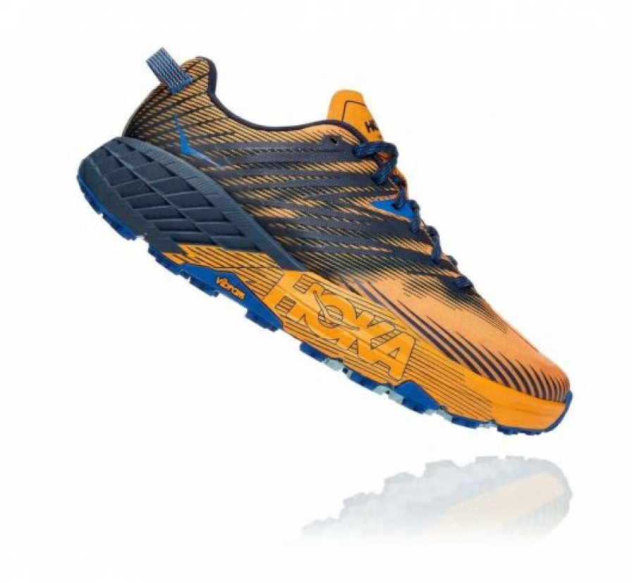 Running Shoes * | Hoka Online Men'S Speedgoat 4 Saffron / Black Iris