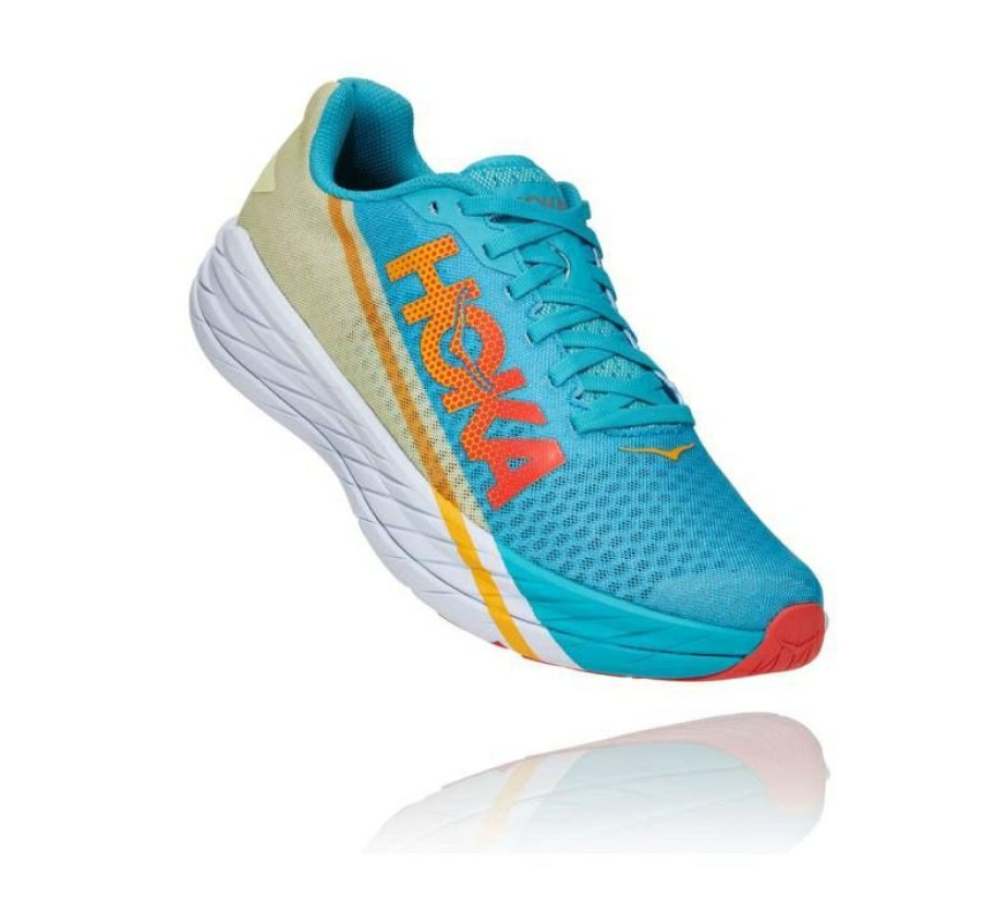 Running Shoes * | Hoka Shop All Gender Rocket X Scuba Blue / Luminary Green