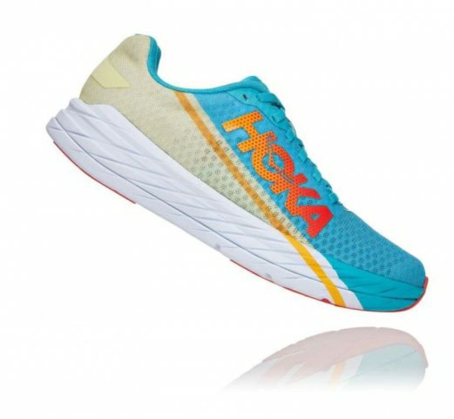 Running Shoes * | Hoka Shop All Gender Rocket X Scuba Blue / Luminary Green