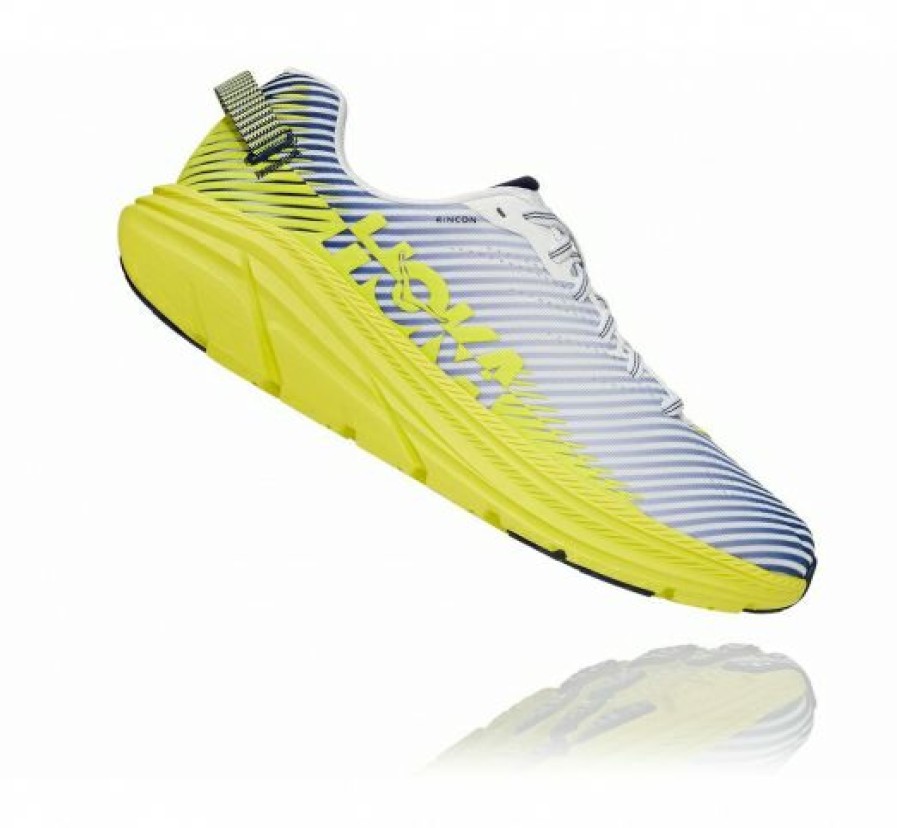 Running Shoes * | Hoka Online Men'S Rincon 2 Blanc De Blanc / Citrus