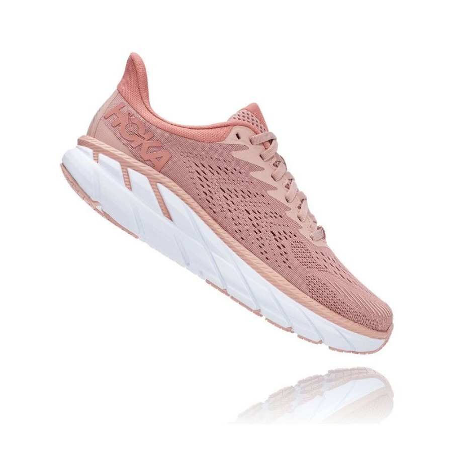 Running Shoes * | Limited Edition Running Shoe Hoka One One Clifton 7 (Misty Rose/Cameo Brown) Woman