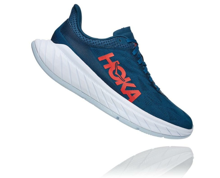 Running Shoes * | Sale Hoka One One Carbon X 2 For Women Moroccan Blue / Hot Coral