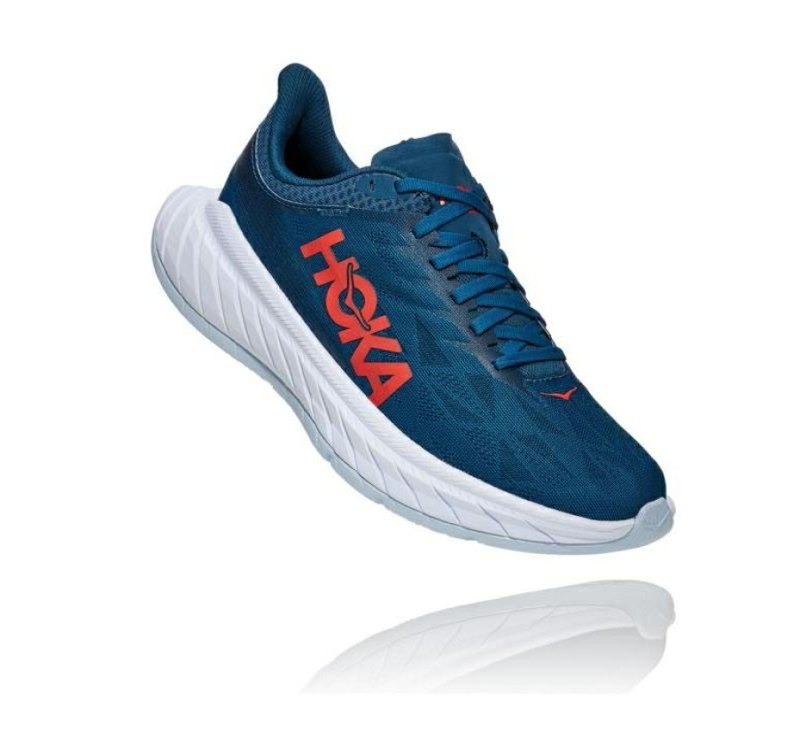 Running Shoes * | Hoka Online Women'S Carbon X 2 Moroccan Blue / Hot Coral