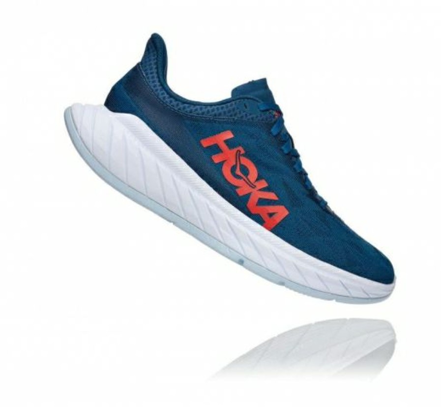 Running Shoes * | Hoka Online Women'S Carbon X 2 Moroccan Blue / Hot Coral