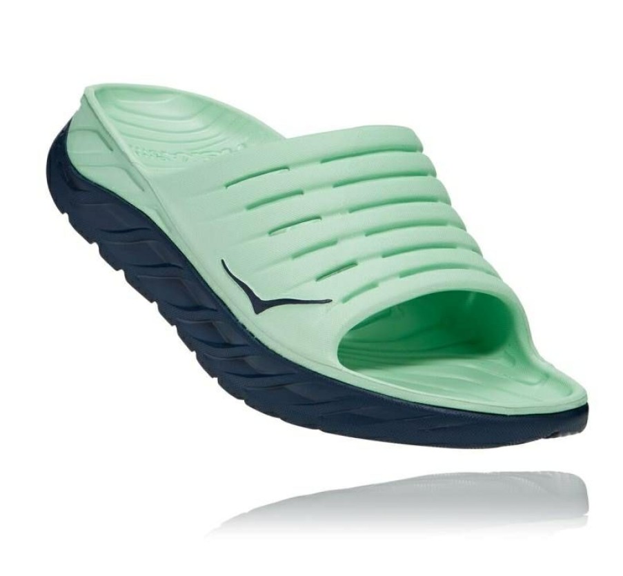 Recovery Shoes * | Hoka Sale Men'S Ora Recovery Slide Green Ash / Outer Space