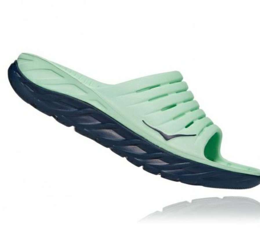 Recovery Shoes * | Hoka Sale Men'S Ora Recovery Slide Green Ash / Outer Space