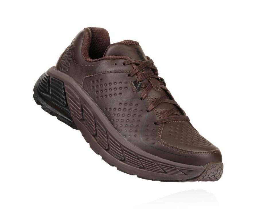 Men'S Shoes * | Limited Edition Hoka Men'S Gaviota Leather Running Shoes Coffee/Black My-8912165