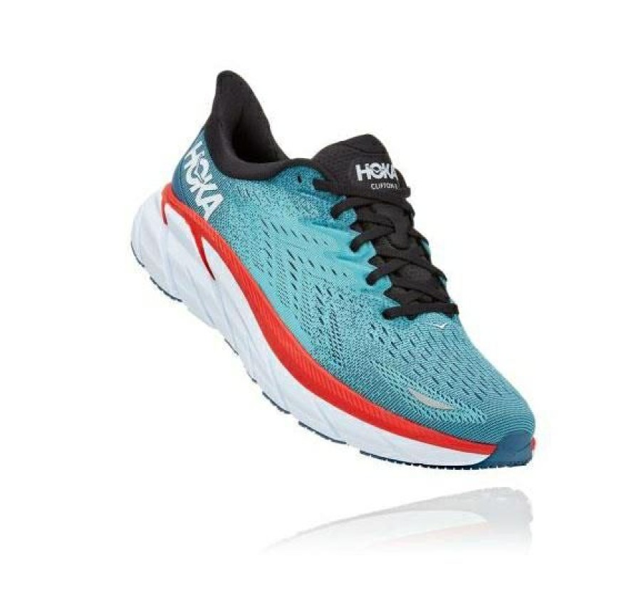 Running Shoes * | Hoka Shop Men Clifton 8 Real Teal / Aquarelle