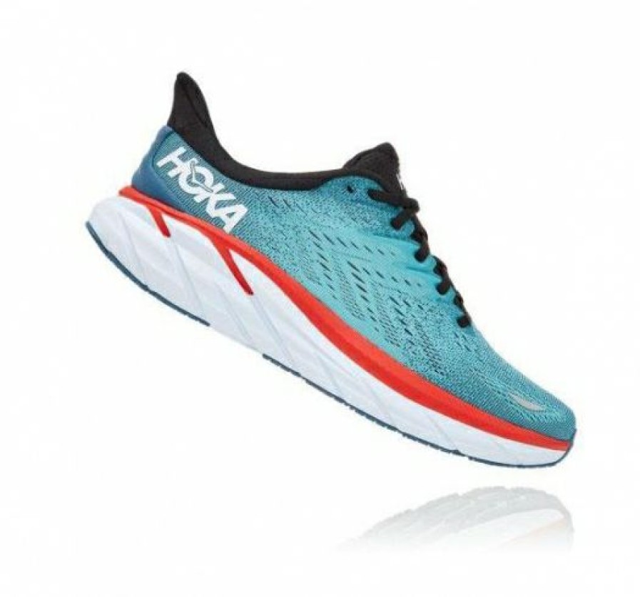 Running Shoes * | Hoka Shop Men Clifton 8 Real Teal / Aquarelle