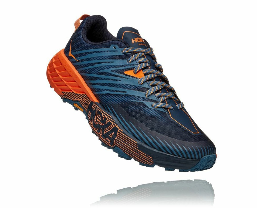 Men'S Shoes * | Limited Edition Hoka Men'S Speedgoat 4 Trail Running Shoes Blue/Orange My-5782908