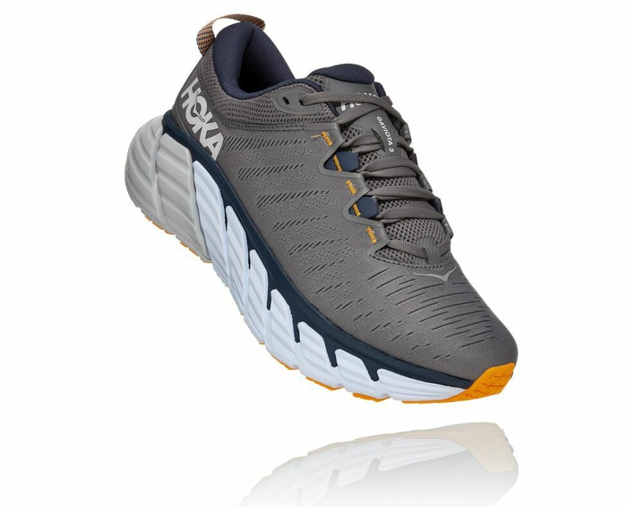 Men'S Shoes * | Shop Hoka Men'S Gaviota 3 Stability Shoes Grey/Blue My-8759443