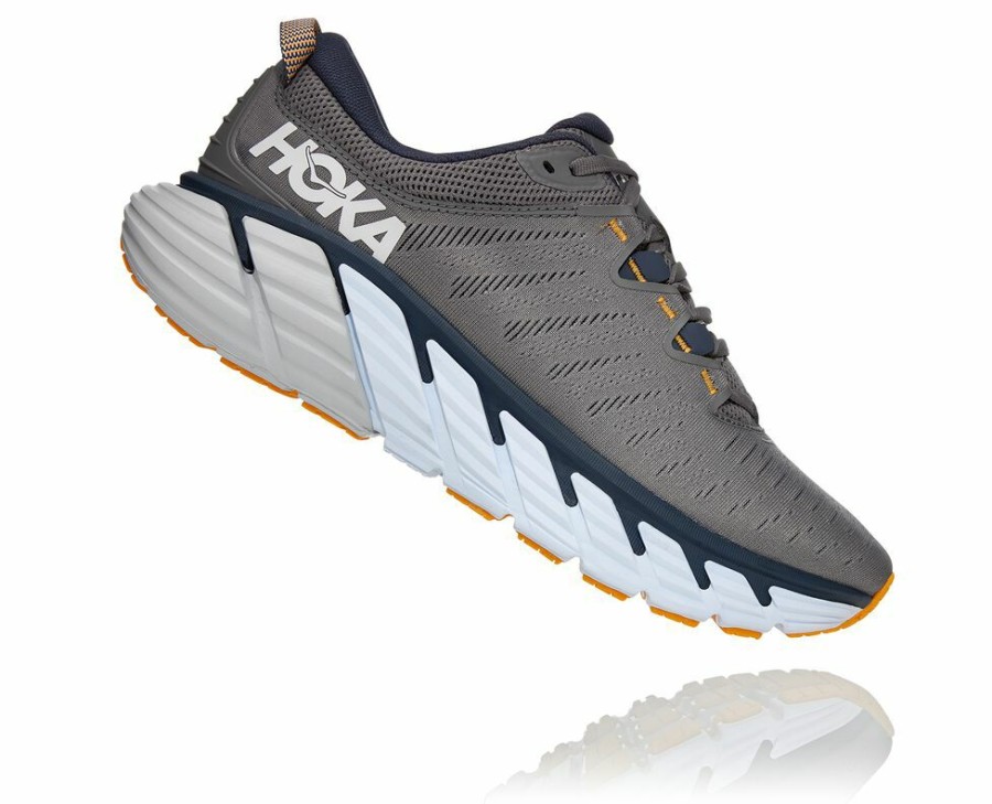 Men'S Shoes * | Shop Hoka Men'S Gaviota 3 Stability Shoes Grey/Blue My-8759443