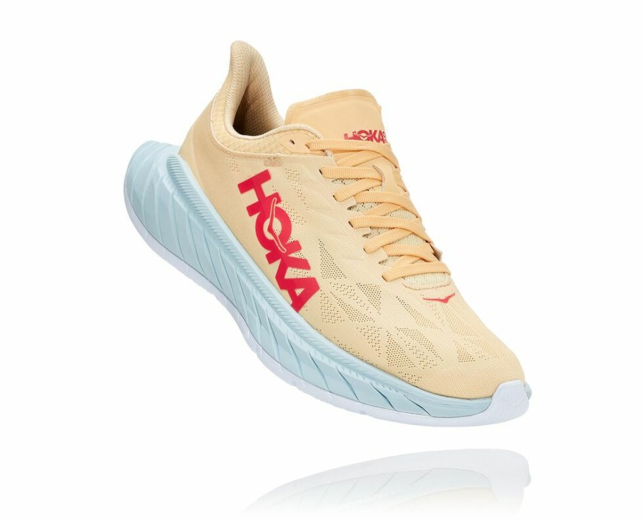 Women'S Shoes * | Shop Hoka Women'S Carbon X 2 Running Shoes Light Gold/Pink My-2345451