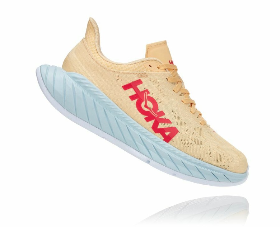 Women'S Shoes * | Shop Hoka Women'S Carbon X 2 Running Shoes Light Gold/Pink My-2345451