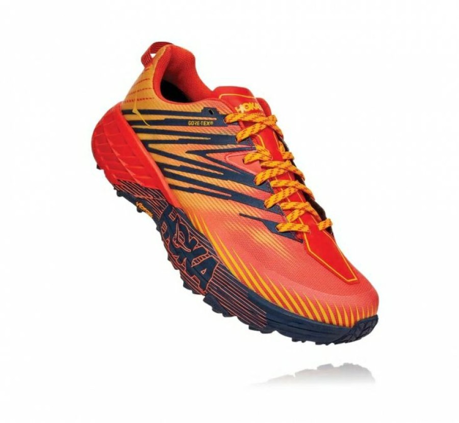 Running Shoes * | Hoka Shop Men'S Speedgoat 4 Gore-Tex Mandarin Red / Gold Fusion