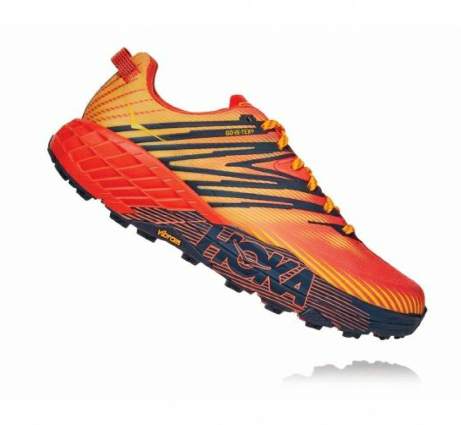 Running Shoes * | Hoka Shop Men'S Speedgoat 4 Gore-Tex Mandarin Red / Gold Fusion