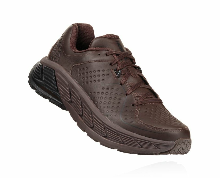 Men'S Shoes * | Shop Hoka Men'S Gaviota Leather Stability Shoes Coffee/Black My-6254031