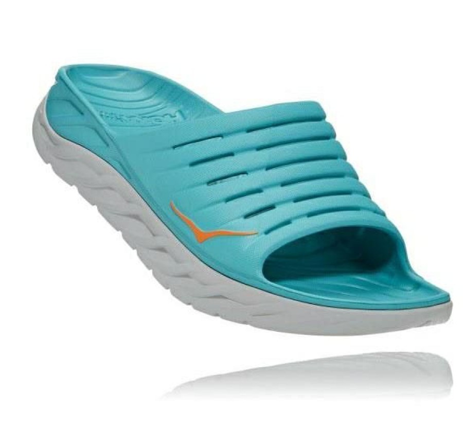 Recovery Shoes * | Hoka Online Men Ora Recovery Slide Aquarelle / Blazing Orange