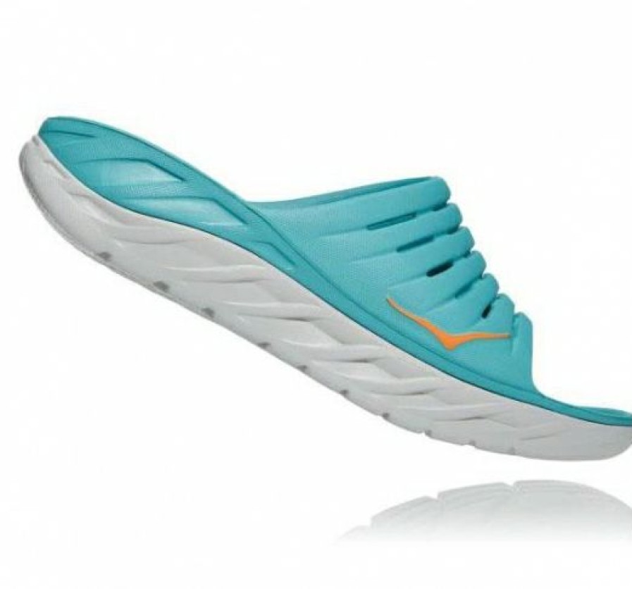 Recovery Shoes * | Hoka Online Men Ora Recovery Slide Aquarelle / Blazing Orange