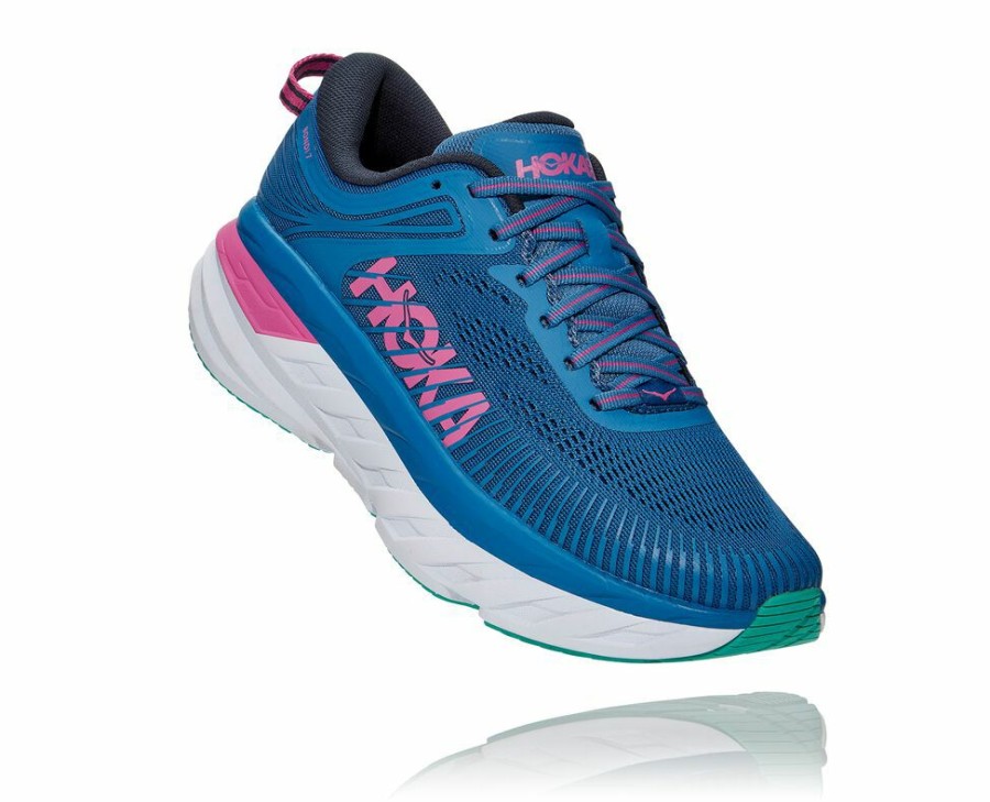 Women'S Shoes * | Limited Edition Hoka Women'S Bondi 7 Walking Shoes Blue/Pink My-3124950