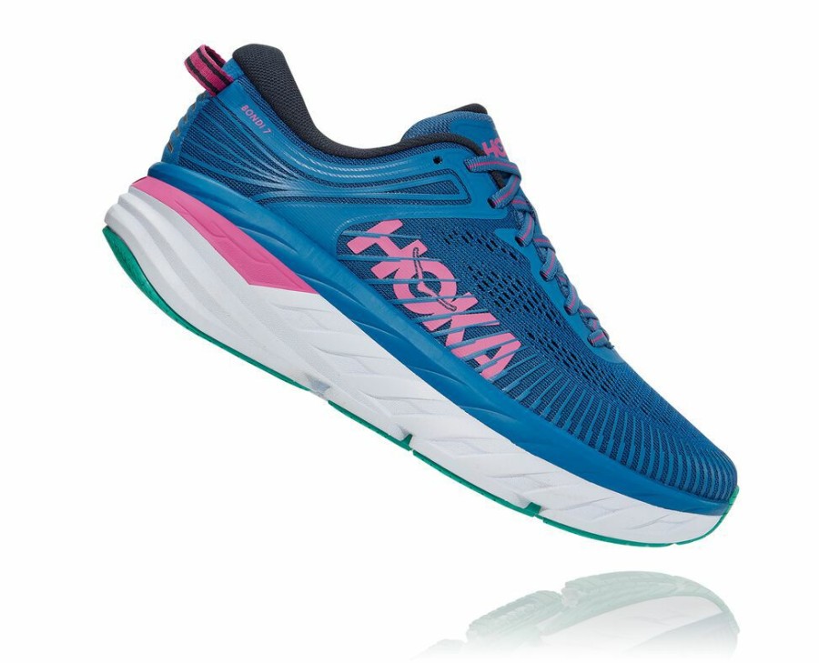 Women'S Shoes * | Limited Edition Hoka Women'S Bondi 7 Walking Shoes Blue/Pink My-3124950